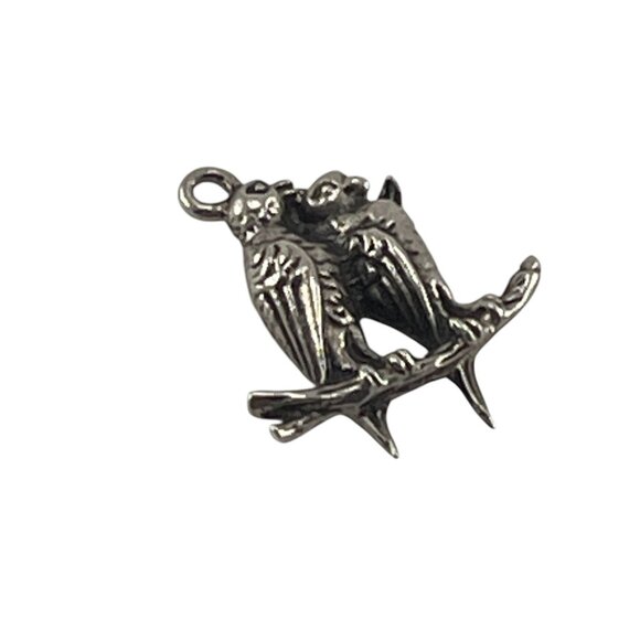 Vintage Pewter Lovebirds Pendant Charm For Jewelry Making Or Crafting - Picture 1 of 6